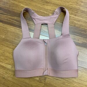 All in Motion Zip Front Sports Bra Women Size 34B Adjustable Straps Light Suppor